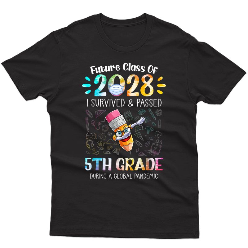 1ydy Colourful Class Of 2028 Fifth Grade Back To School T-shirt