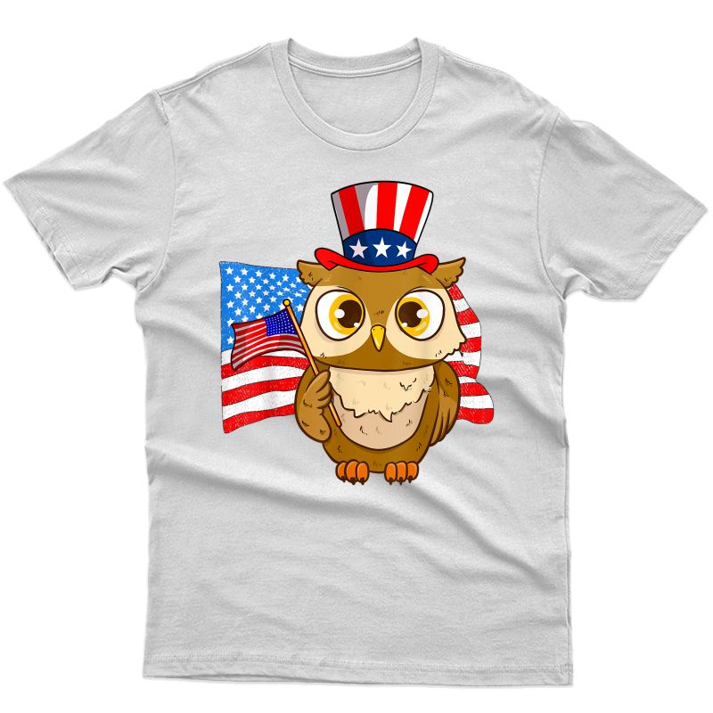 4th Of July 2021 Owl Funny American Usa Patriotic T-shirt