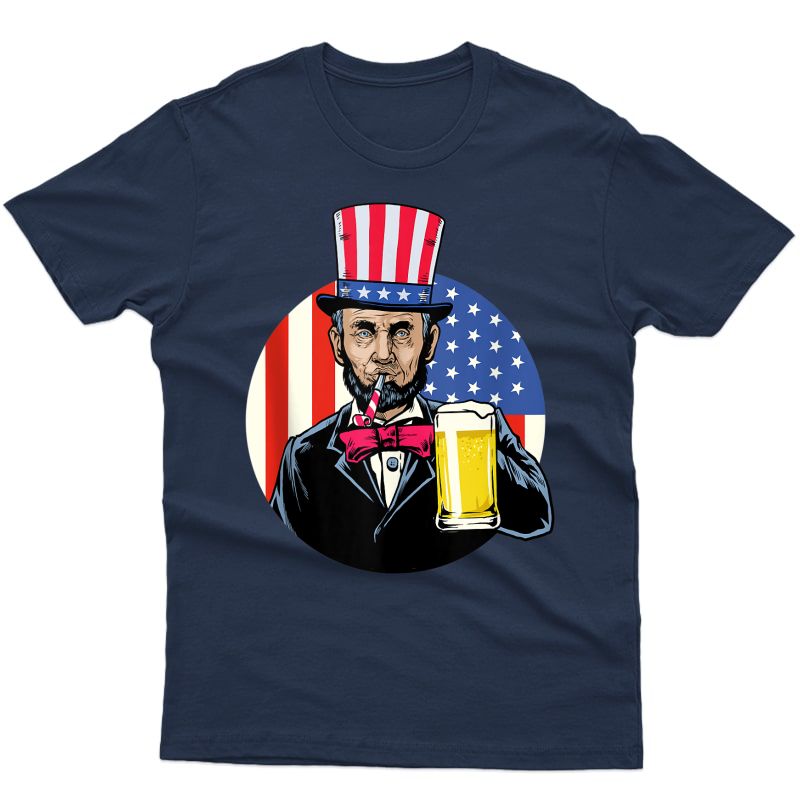 Abe Lincoln Drinking Beer Funny 4th Of July Gift Bzr Tank Top Shirts