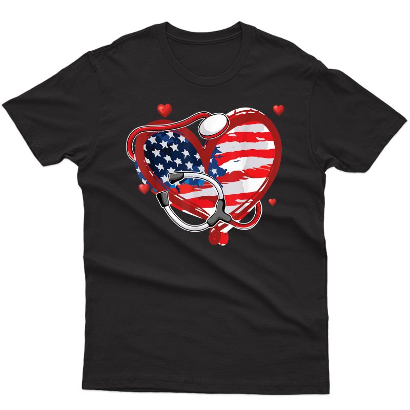 All American Nurse 4th Of July Patriotic Usa Flag Nursing T-shirt