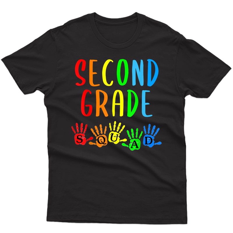 Back To School Second Grade Tea Squad Handprints T-shirt