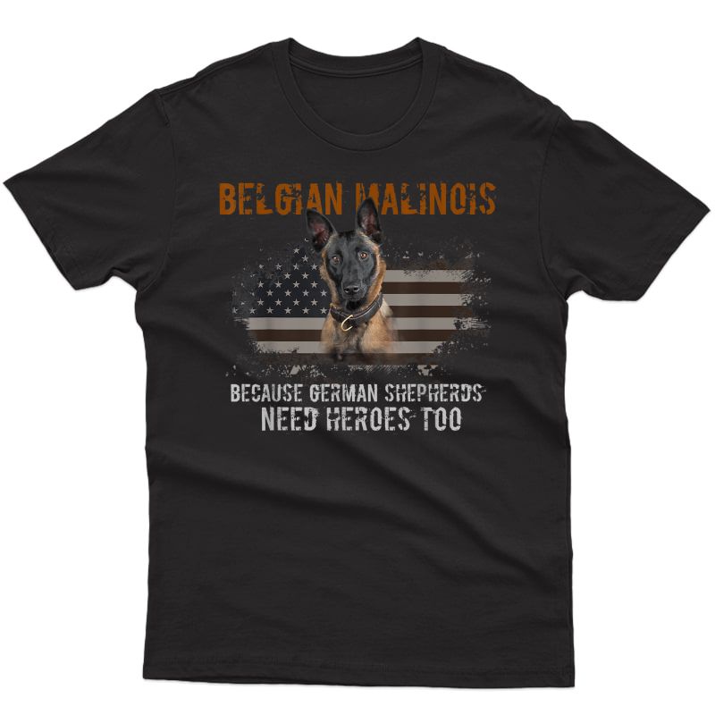 Belgian Malinois American Flag Funny T-shirt Dog Gift T-shirt