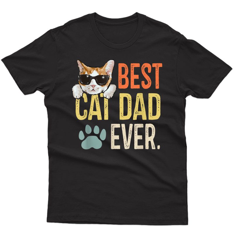 Best Cat Dad Ever Funny Retro Cat Lover Fathers Day T-shirt
