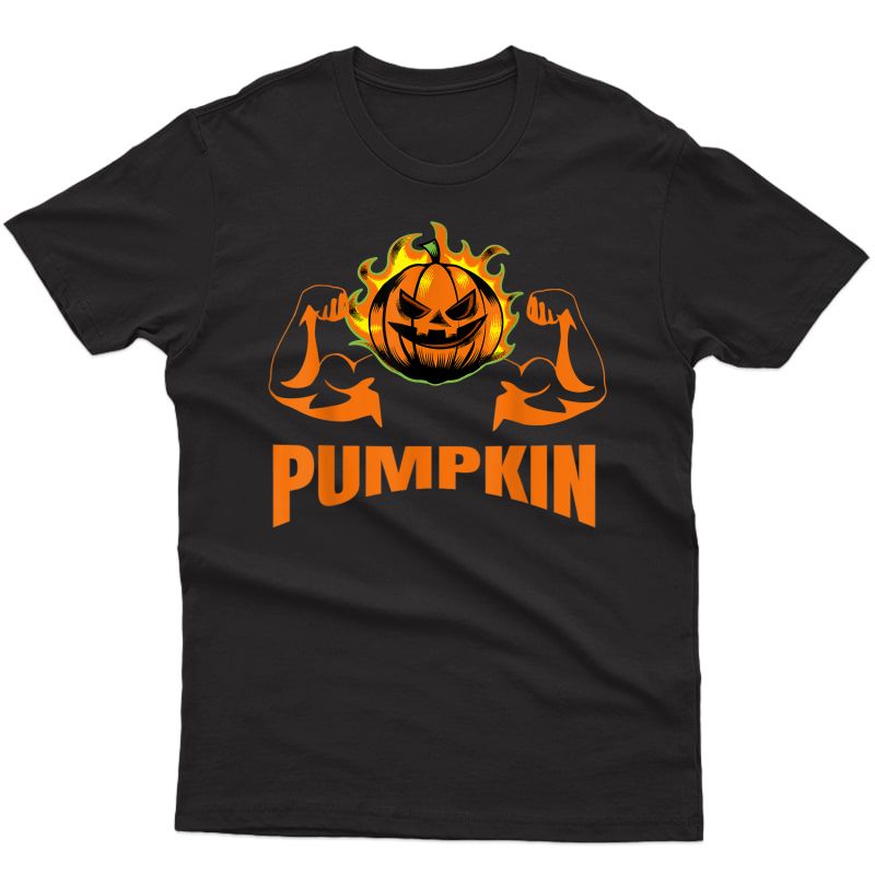 Bodybuilder Halloween Costume Pumpkin Ness Lover T-shirt