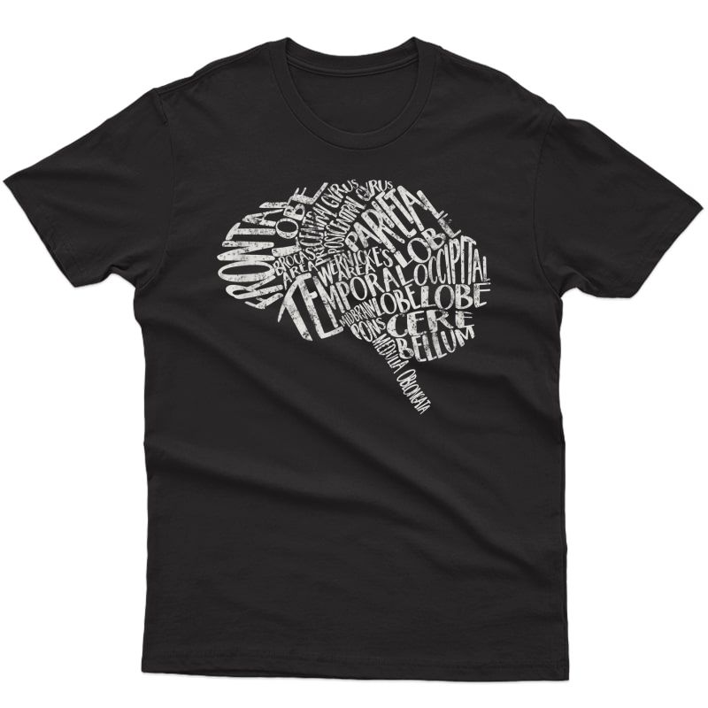 Brain Typography Tshirt Rn Neuroscience Nurse Neurologist