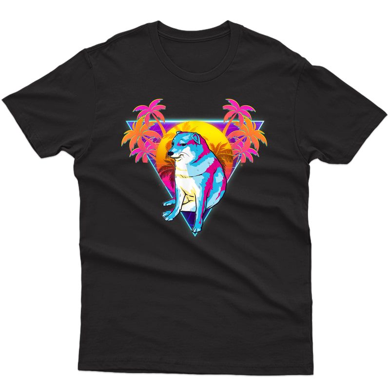 Cheems Dog Funny Shiba Inu Dank Meme 80s Retro Vaporwave T-shirt