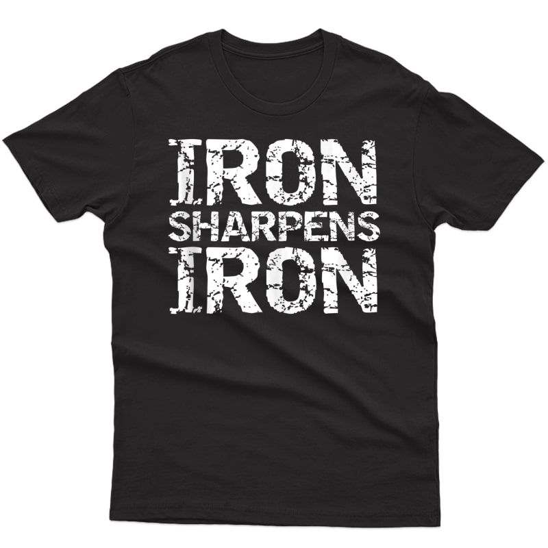 Christian Workout Discipleship Distressed Iron Sharpens Iron Tank Top Shirts