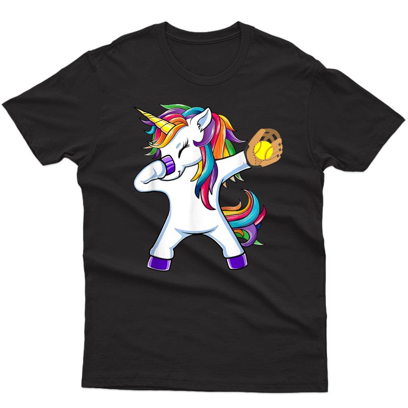 Dabbing Unicorn Softball Shirt Funny Gift For Girl, Boy, T-shirt