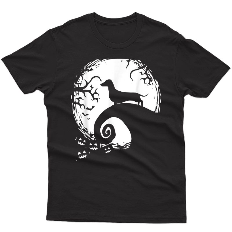 Dachshund And Moon Halloween Tshirt For Dachshund Lovers T-shirt