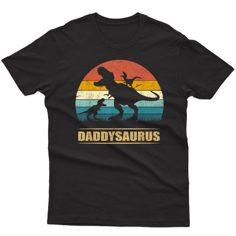 Daddy Dinosaur Daddysaurus 2 Two Funny Father's Day Dad T-shirt