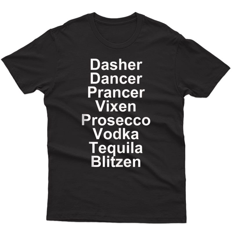 Dasher Dancer Prancer Vixen Vodka Tequila Alcohol List Funny Tank Top Shirts