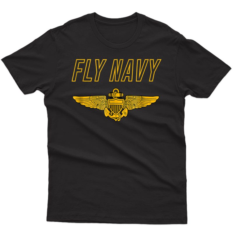 Fly Navy Shirt Classic Naval Officer Pilot Wings Tee