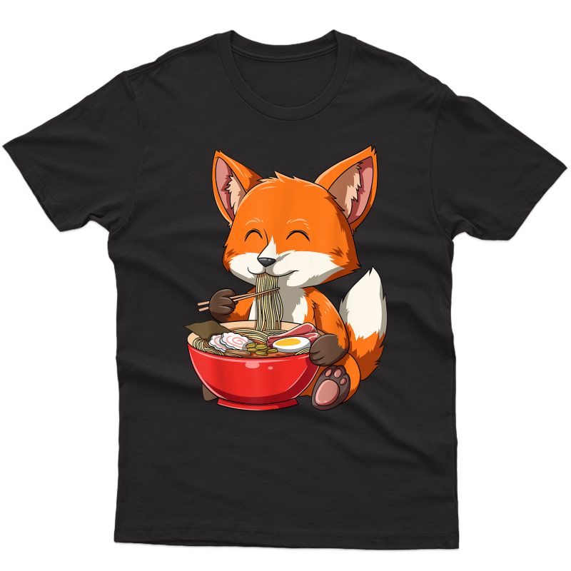 Fox Eating Ra Ra Noodle Lovers Fox Themed Gift T-shirt