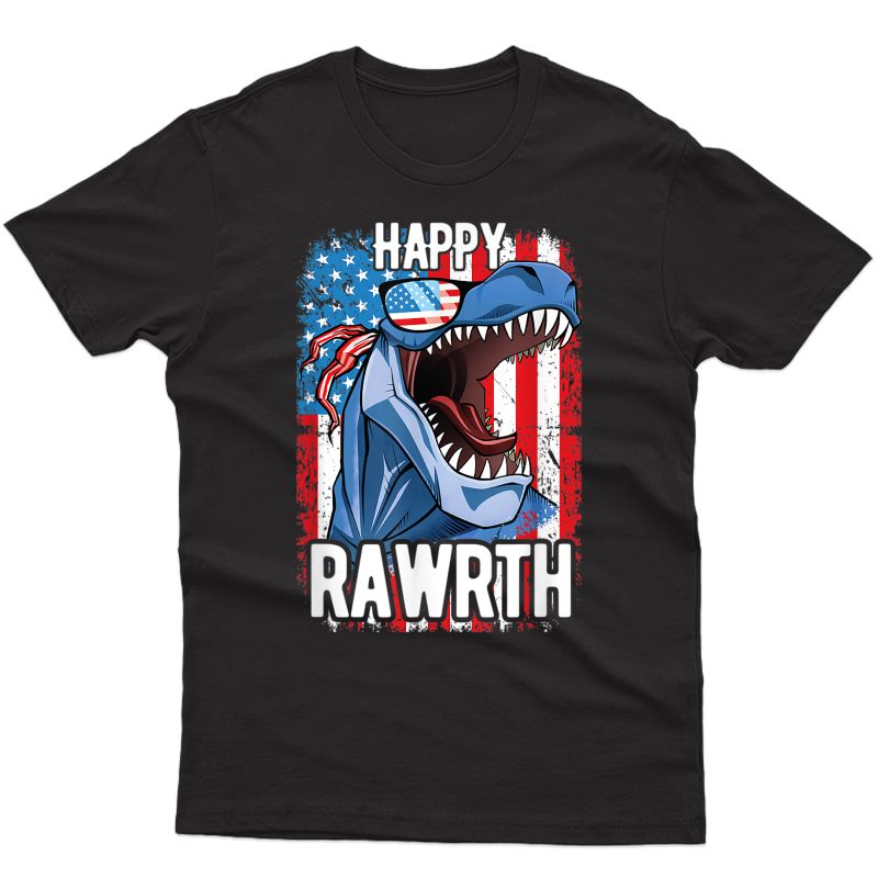Funny Happy July 4rth, T-rex, Sunglasses, Independence Day T-shirt