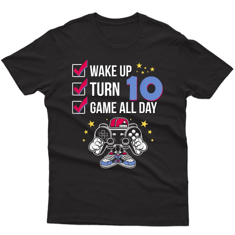 Gamer Birthday Shirt 10 Years Old Level 10 Unlocked Boy Gift T-shirt