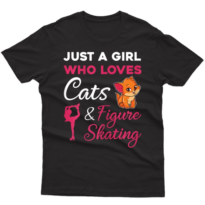 Girl's Ice Skating Figure Skating Gifts For Cat Lover T-shirt
