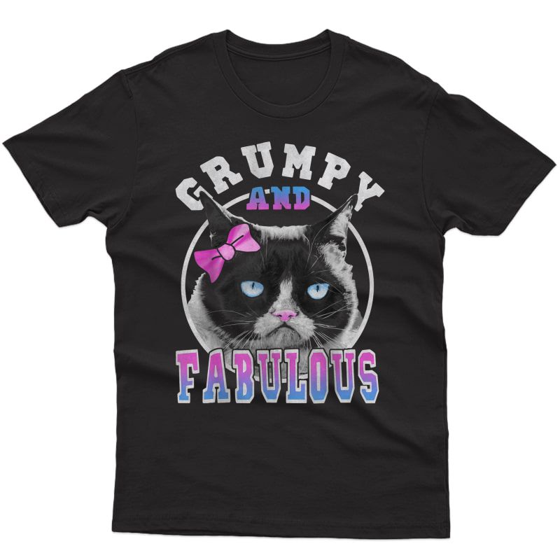 Grumpy Cat And Fabulous Pink Bow Collegiate Graphic T-shirt