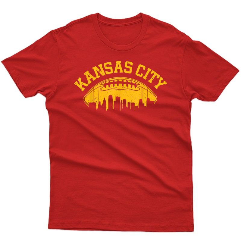Kansas City Football Vintage Kc Skyline Missouri Chief Retro T-shirt
