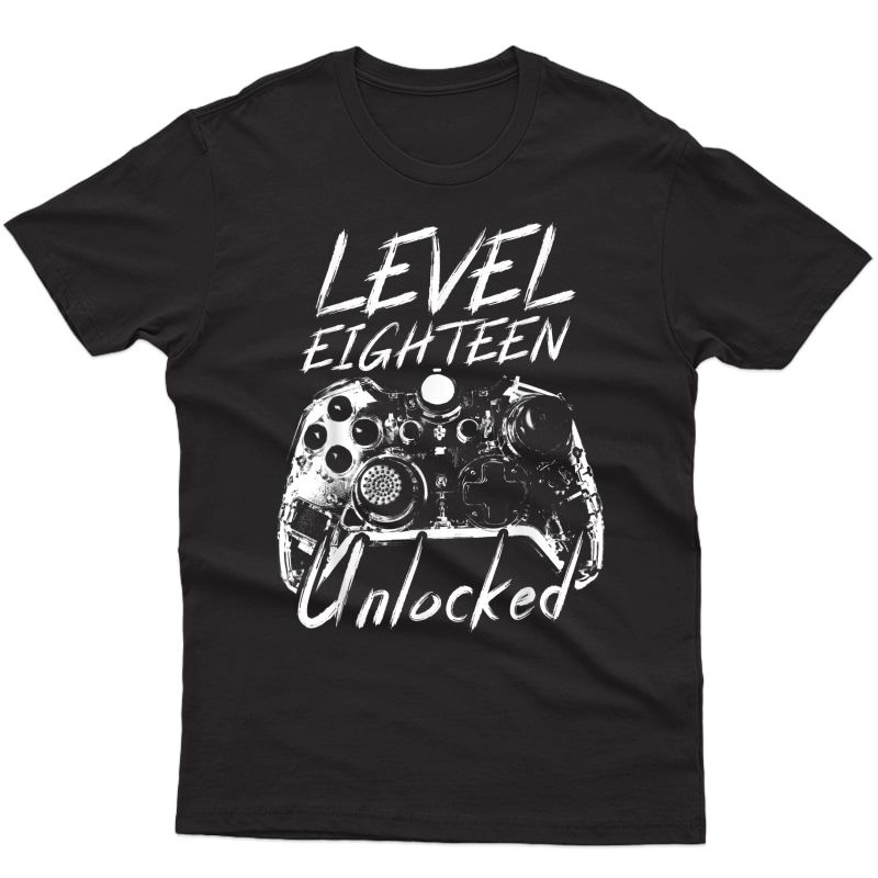 Level 18 Unlocked 18th Birthday 18 Year Old Gamer Gift T-shirt