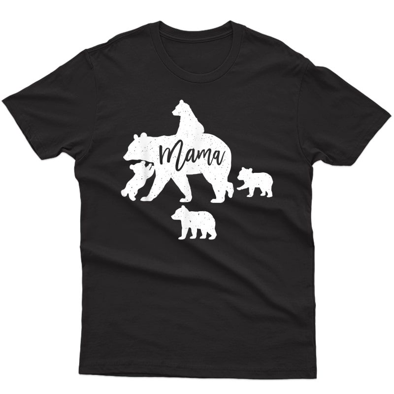 Mama Bear 4 Baby Bear Cubs Following Riding On Back T-shirt T-shirt