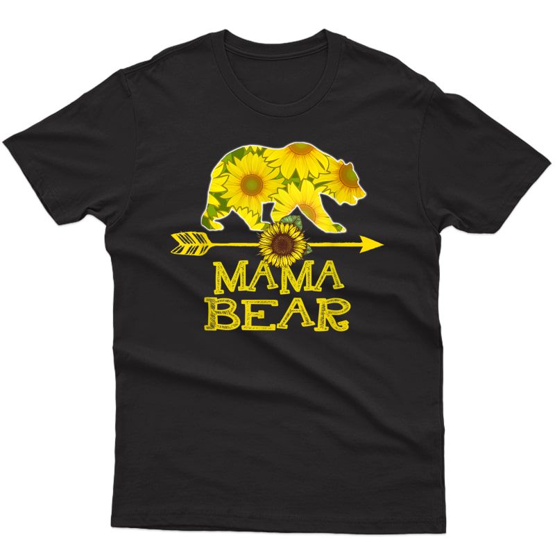 Mama Bear Sunflower T-shirt Funny Mother Father Gift