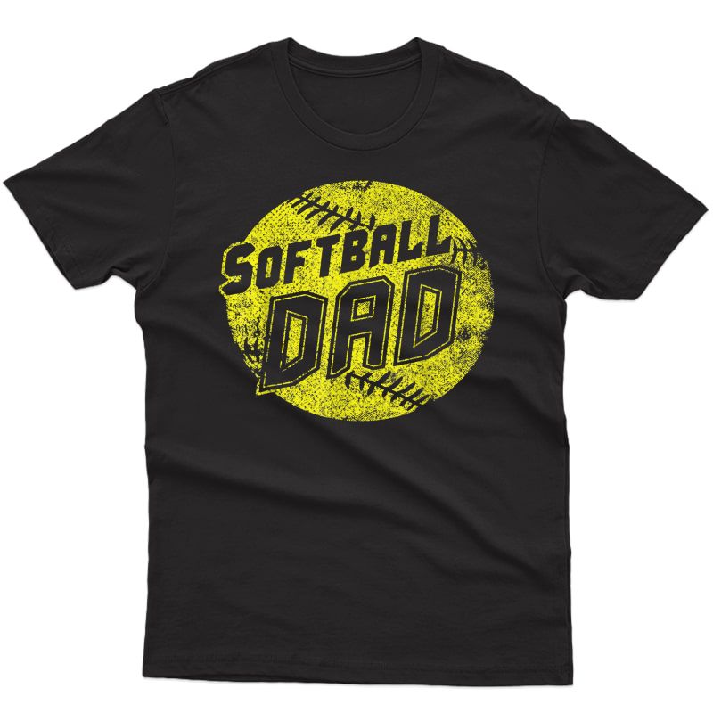 S Retro Vintage Softball Dad Sports Fathers Day T-shirt