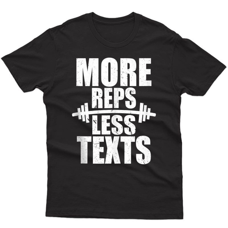 More Reps Less Texts | Funny Gym Workout Sayings Tank Top Shirts