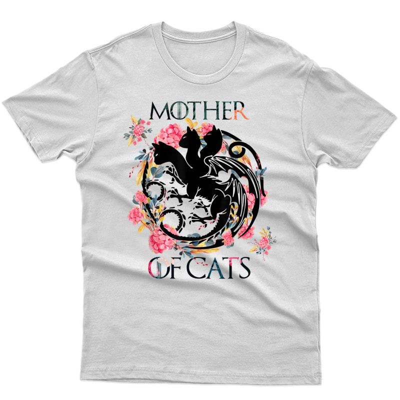 Mother Of Cats Flower Shirt - Cat Mom Gift For T-shirt