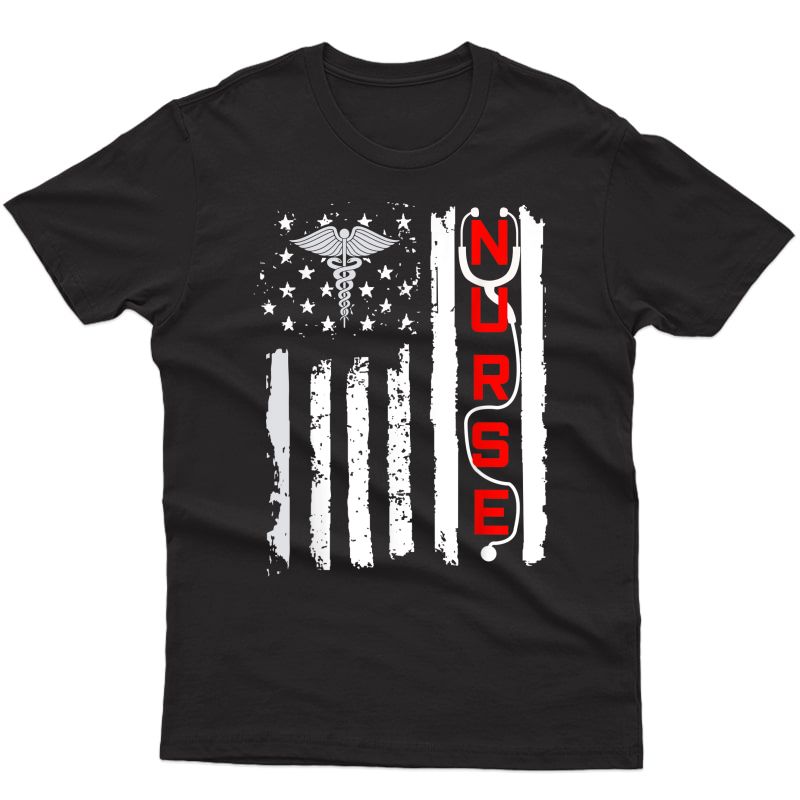 Patriotic American Usa Flag Correctional & Rn Nurse Tshirt