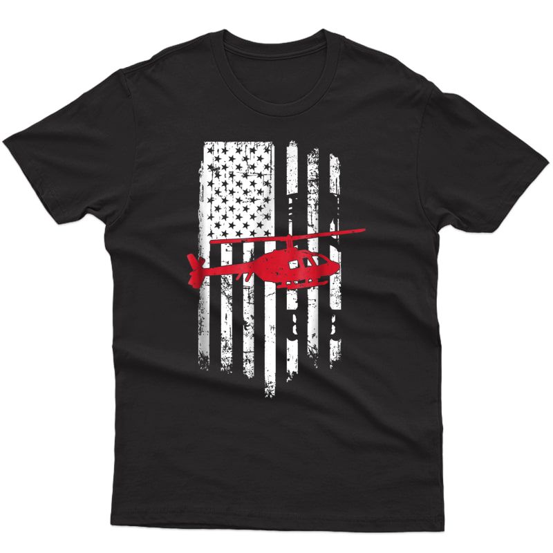 Patriotic Helicopter Flag T-shirt Helicopter Pilot Gifts