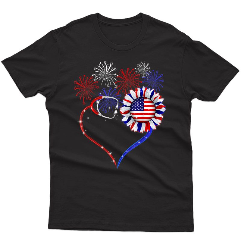 Patriotic Nurse 4th Of July American Flag Independence Day T-shirt