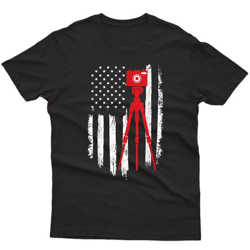 Photographer Gift - Distressed American Flag Photographer Shirts