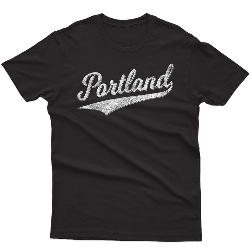 Portland State Of Oregon Baseball Script Flag Swoosh T-shirt