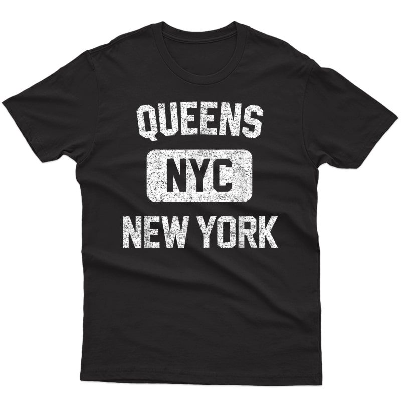 Queens Ny T Shirt - Gym Style Distressed Print
