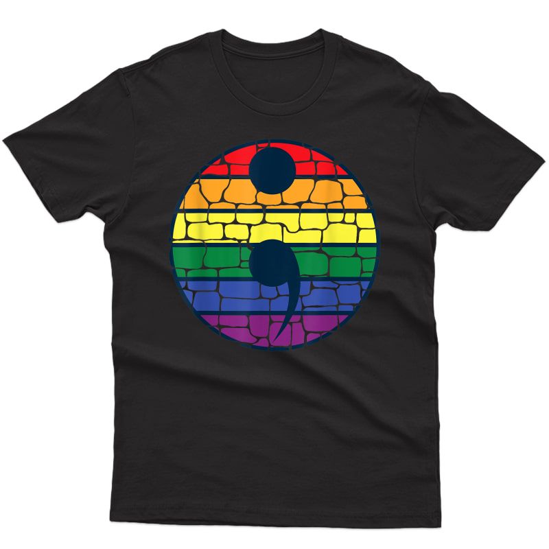 Rainbow Semi Colon Gay Or Therapist T-shirt