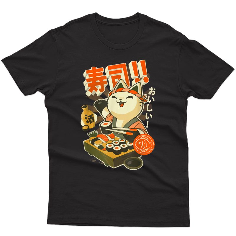 Ra Clothing Graphic Cat Sushi Kawaii Anime Tee Japanese T-shirt