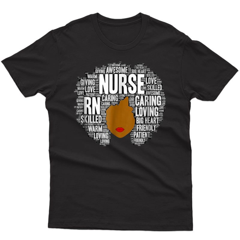 Rn Nurse Afro Word Art Gift T-shirt African American Nurses