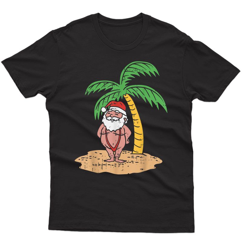 Santa Summer Swimsuit Funny Christmas In July Beach Gift T-shirt