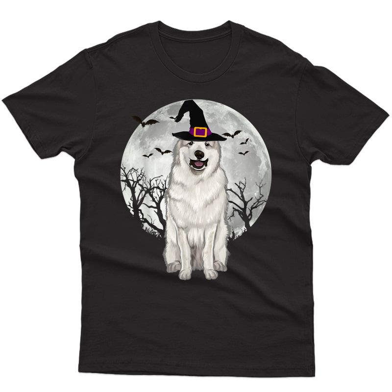 Scary Great Pyrenee Dog Witch Hat Halloween T-shirt