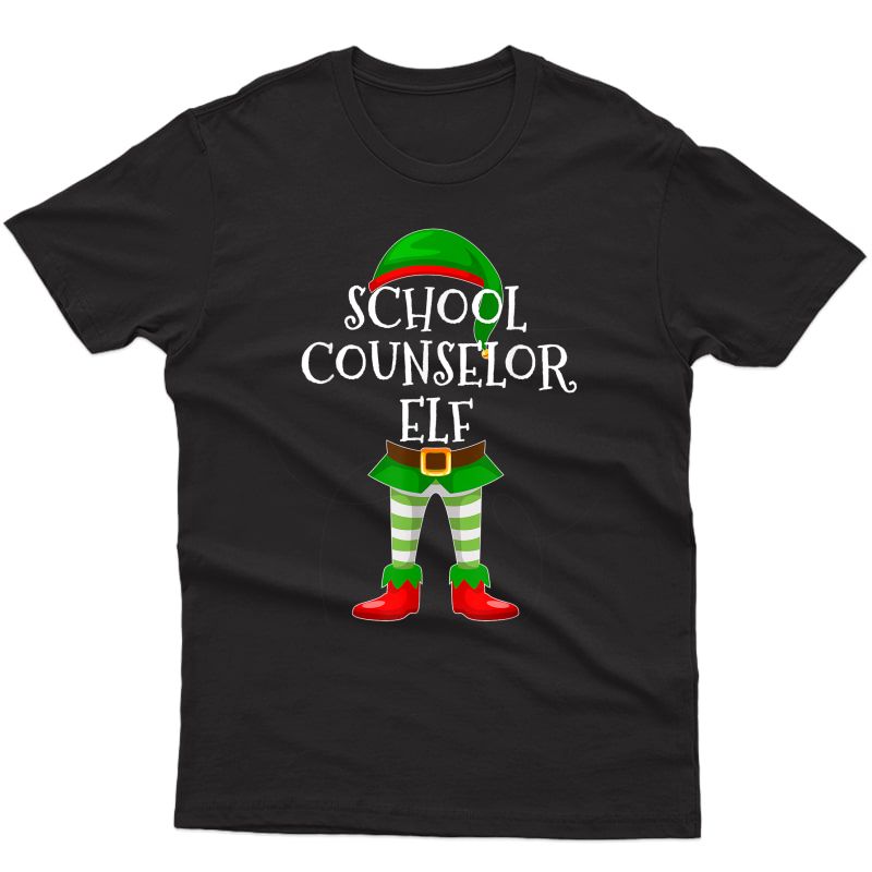 School Counselor Elf Matching Family Christmas Gift Design T-shirt