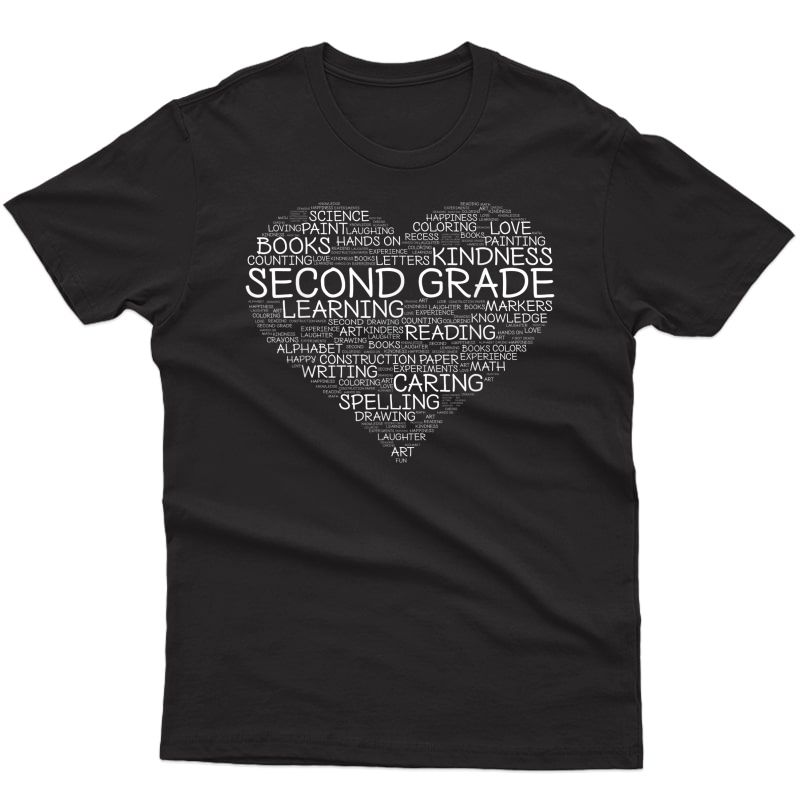 Second Grade Word Heart T-shirt 2nd Grade Student & Tea