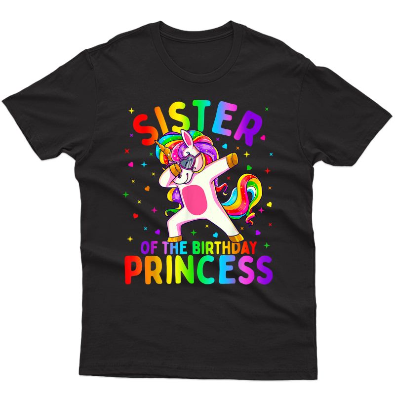 Sister Of The Birthday Princess Girl Dabbing Unicorn T-shirt
