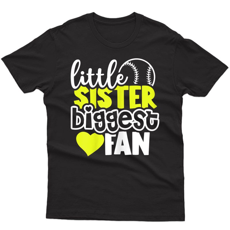 Softball Little Sister Biggest Fan Shirts Teen Girls T-shirt