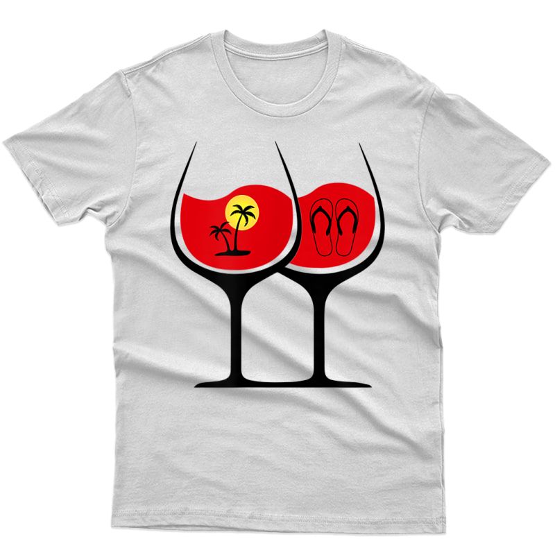 Summer Heartbeat Shirt Palm Tree Wine Glass Flip Flop Camper T-shirt