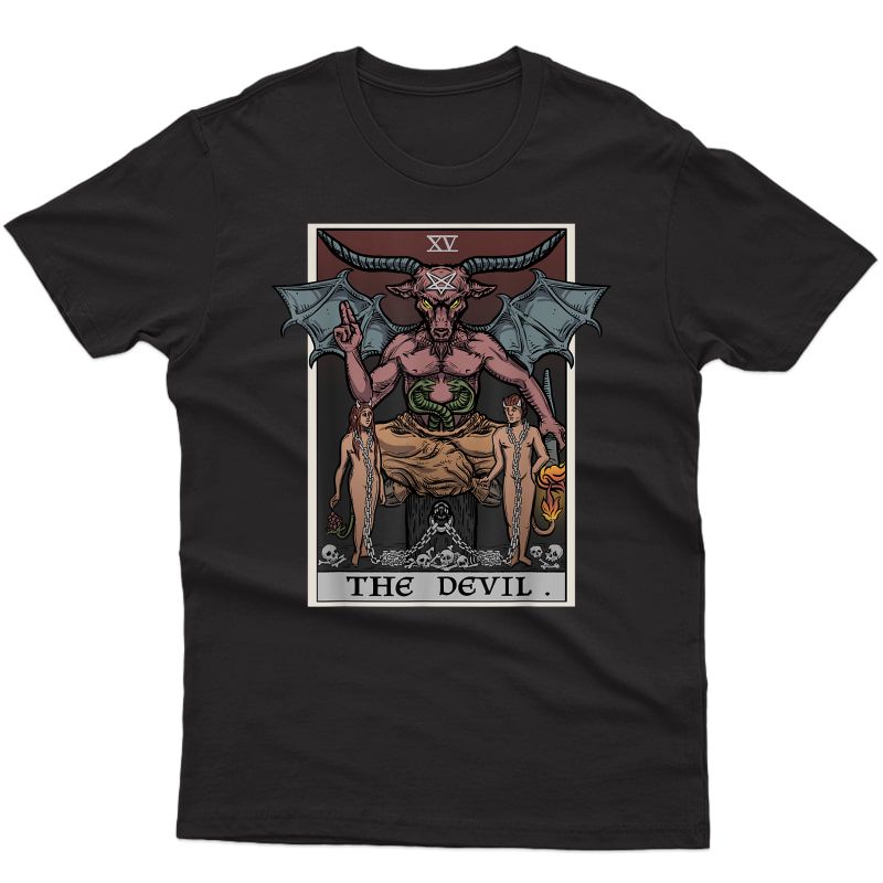 The Devil Tarot Card Baphomet Gothic Witch Occult Halloween T-shirt