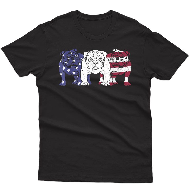 Unique English Bulldog Dog American Flag T-shirts Gifts T-shirt