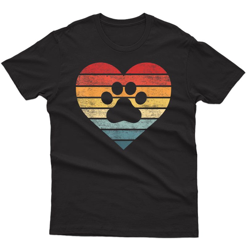Veterinarian Vet Tech Retro Sunset Paw Print Dog Cat Lover T-shirt