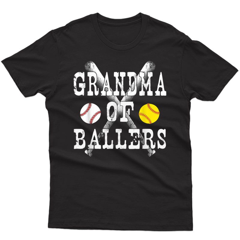 Vintage Grandma Of Ballers T Shirt Funny Baseball Softball L T-shirt