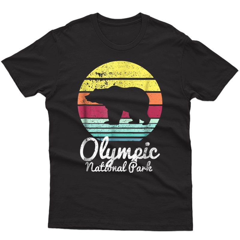 Vintage Retro Olympic National Park Washington Bear T-shirt