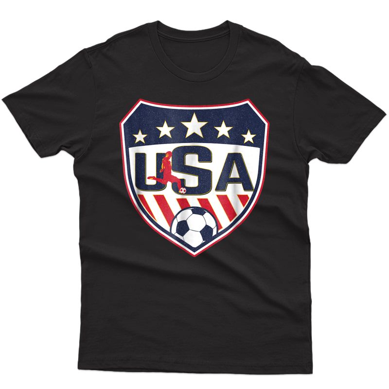 Vintage Soccer Shirt Usa Shield Soccer Player Silhouette